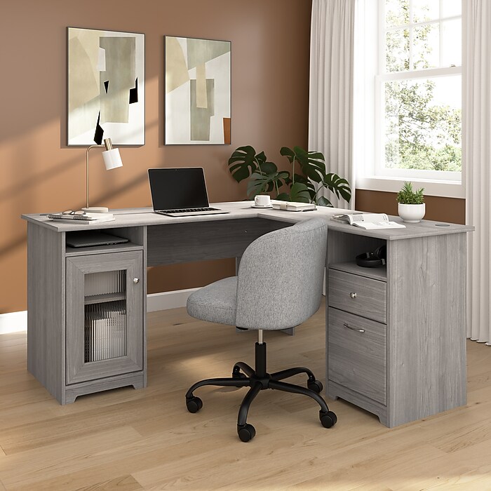 T*o様 DESK D BR-plus size3 Bush Home Cabot 60W L Shaped Computer Desk with Storage, Modern