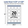 Avery Laser/Inkjet Waterproof Multipurpose Square Labels, 1.5" x 1.5", White, 500 Labels/Pack (94106)~#|#~D1C82765-46A3-46DA-9707AA1735BF8F73_sc7