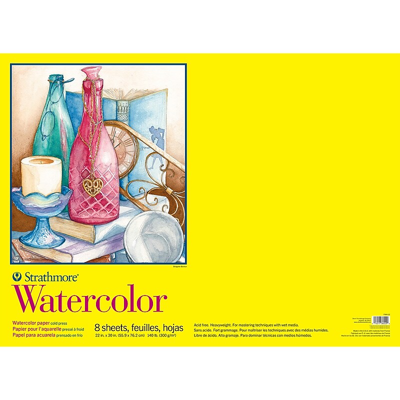 Strathmore 300 Series 22" x 30" Tape Bound Watercolor Paper Pad, 8 Sheets/Pad (STTP36022) image 1