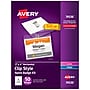 Avery Clip Style Laser/Inkjet Name Badge Kit, 3" x 4", Clear Holders with White Inserts, 50/Box (74536)~#|#~D1E2E74C-8F81-4058-B9F3F7ECB84C8429_sc7