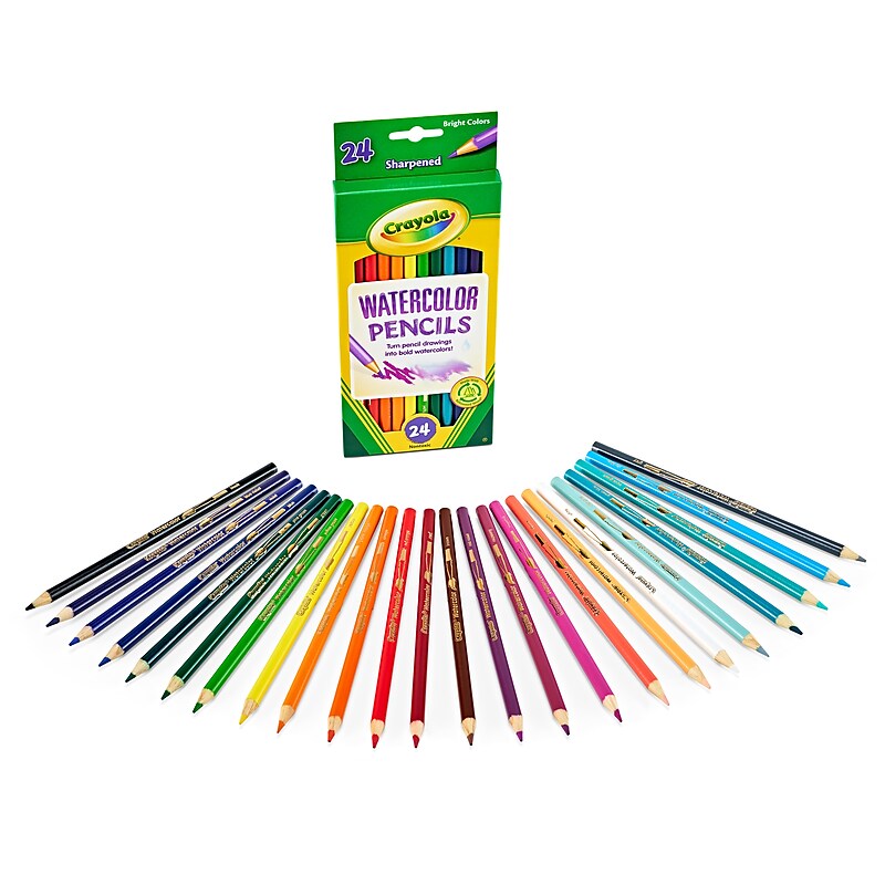 Crayola Watercolor Colored Pencils, Assorted Colors, 24/Box (68-4304) image 1