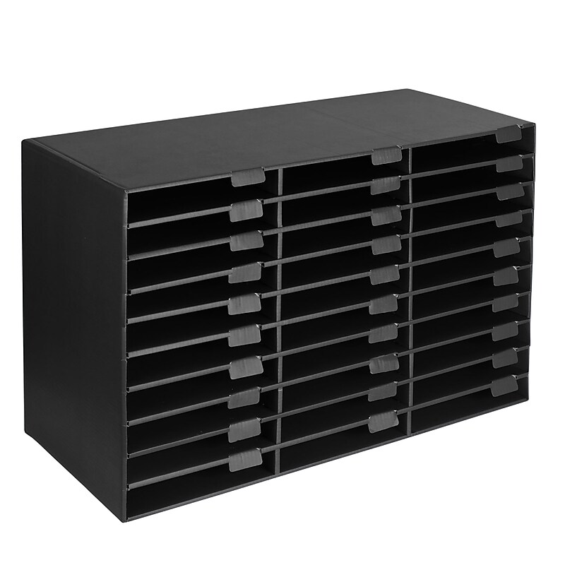 AdirOffice 30-Compartment Literature Organizer, 32" x 13", Black (501-30-BLK) image 1