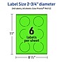 Avery Circle Multipurpose Labels, 2.75" Dia., Neon Green, 240/Pack (94512)~#|#~D1EBF217-6018-42A3-942E7DD03EF71120_sc7