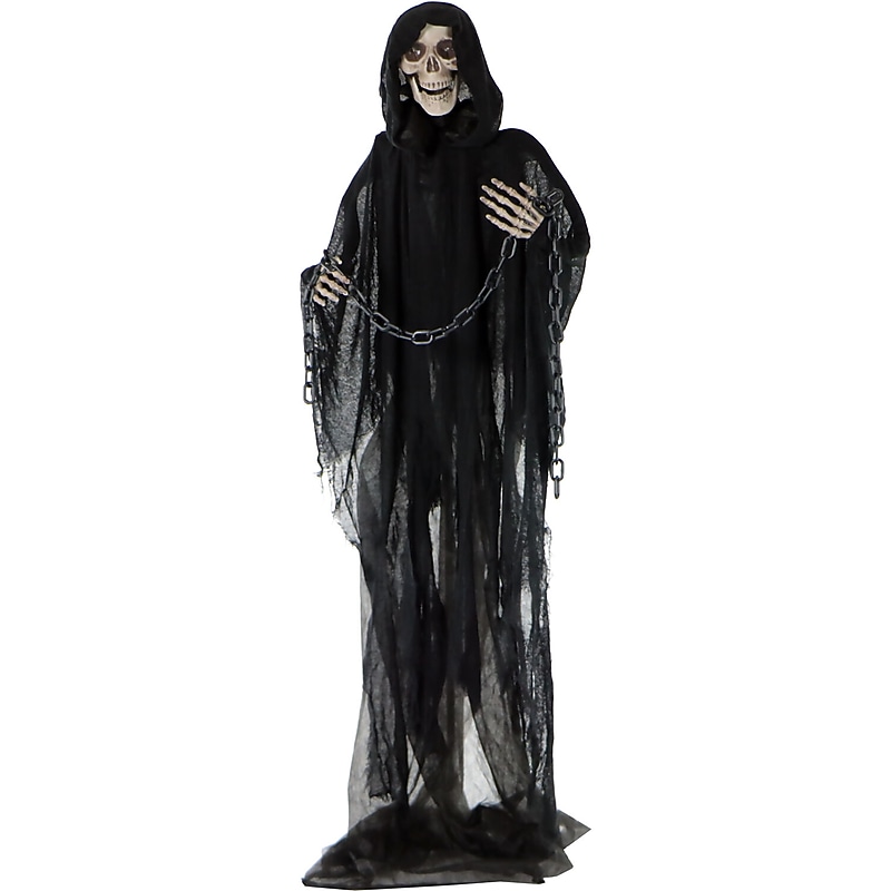 Haunted Hill Farm Life-Size Animatronic Grim Reaper with Chain (HHRPR-2FLSA) image 1