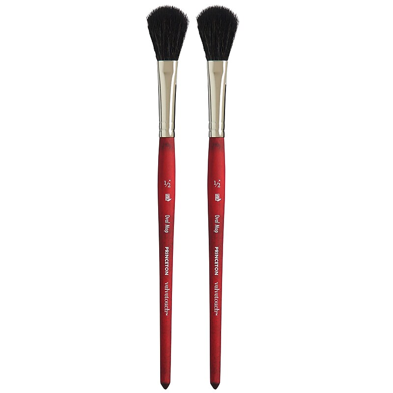 Princeton Velvetouch Mixed Media Synthetic Oval Mop Brush, 2/Pack (PBXP3950OM050-2) image 1