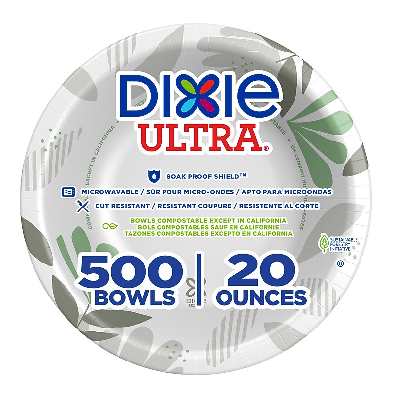 Dixie Ultra Pathways Paper Bowl, 20 oz., Multicolored, 500/Carton (SX20PATH) image 1