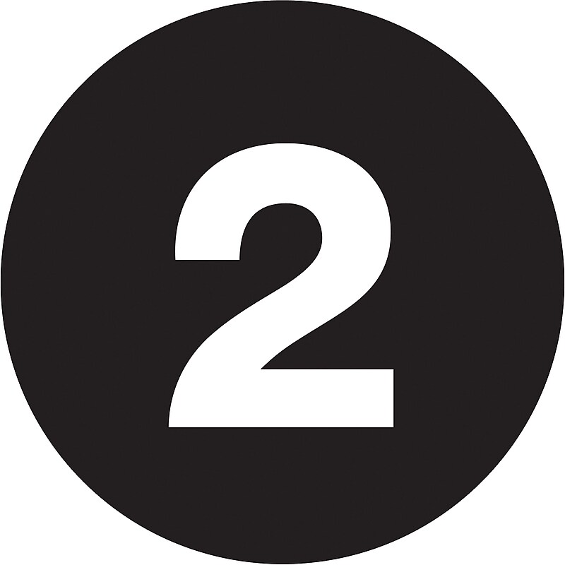 Tape Logic "2" Number Labels, 1" Dia., Black, 500/Roll (DL6752) image 1