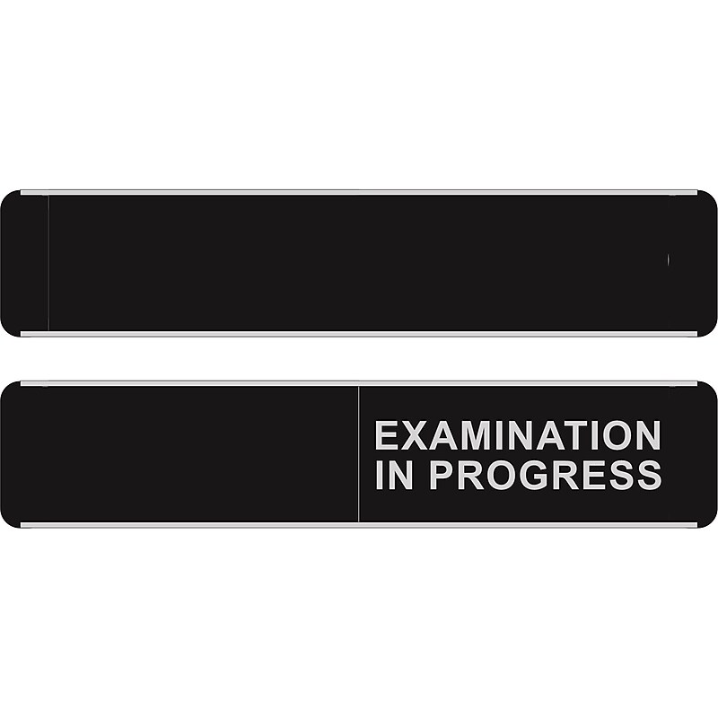 Seco Adhesive Examination in Progress Sliding Indoor Sign, 10" x 2", Black/Gray (BA111) image 1