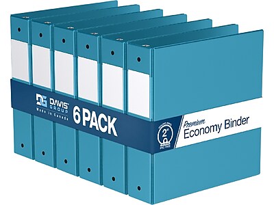 Davis Group Premium Economy 2" 3-Ring Non-View Binder, Turquoise Blue, 6/Pack (2313-52-06)