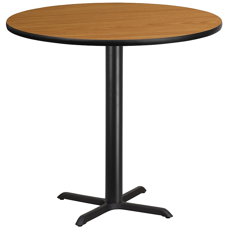 Flash Furniture 42'' Round Laminate Table Top with 33'' x 33'' Bar-Height Table Base, Natural (XURD42NTT3333B) image 1