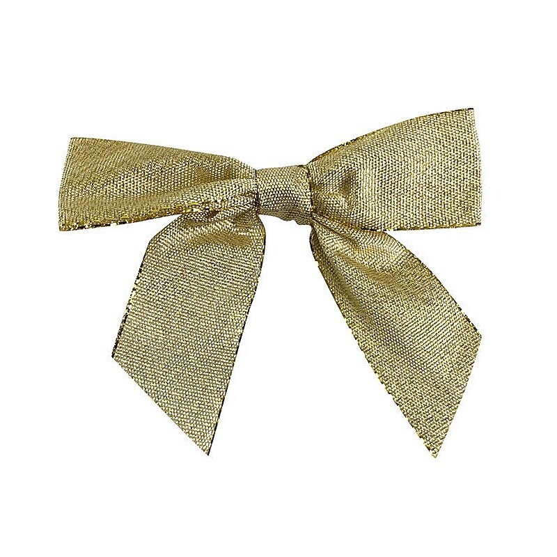 JAM Paper Ribbon Bows, Gold Glimmer, 100/Pack (52640349268) image 1