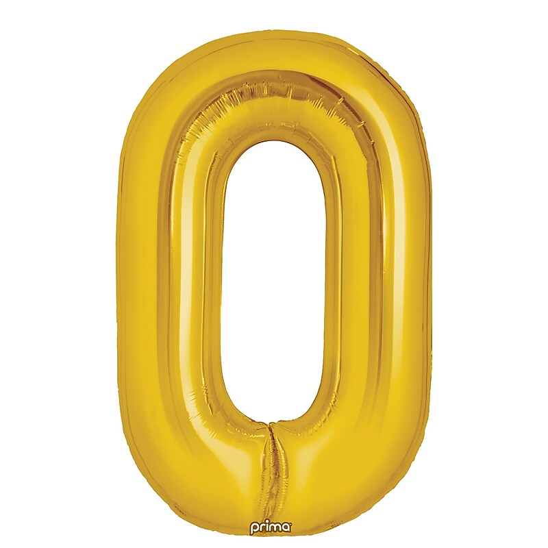 Party City (Air-Filled) 16" "#0" Foil Balloon, Gold, 2/Pack (AM60050194-19) image 1