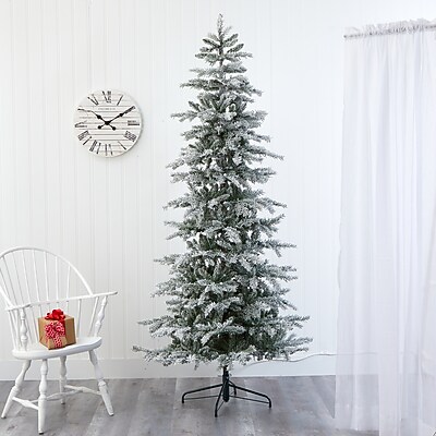 Nearly Natural 7.5' Slim Flocked Nova Scotia Spruce Artificial Christmas Tree - Thumbnail 4