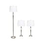 Lalia Home Classix 63"/29" Brushed Nickel Three-Piece Floor/Table Lamp Set with Tapered Shades (LHS-1000-BN)~#|#~D22010FA-41A7-4F09-B16B90548852133E_sc7