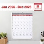 2026 Staples 22.19" x 29" Monthly Wall Calendar, White/Red/Gray (ST63005-26)~#|#~D2225A55-11F8-4602-A801A83678BAE01A_sc7
