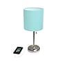 Creekwood Home Oslo Duo 19.5" LED Table Lamp with USB Port, Brushed Steel/Aqua Shade, 2/Set (CWT-2012-AU-2PK)~#|#~D22CF64C-5C98-4063-B5D99A167F5D25FE_sc7