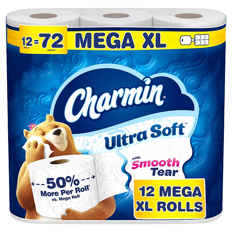 Charmin Ultra Soft Mega XL Toilet Paper, 2-Ply, White, 336 Sheets/Roll, 12 Rolls/Pack (08471) image 1