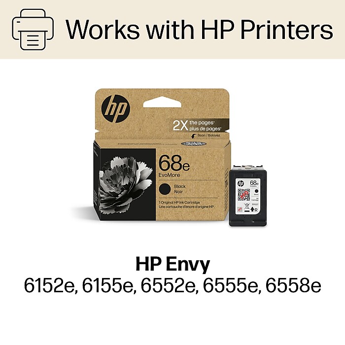 HP 68e EvoMore Black High Yield Ink Cartridge, Prints Up to