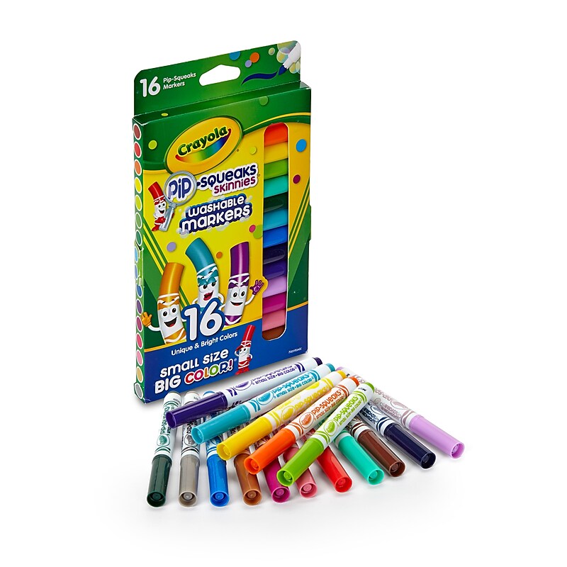 Crayola Pip-Squeaks Water Based Markers, Assorted Colors, 16/Pack (58-8146) image 1