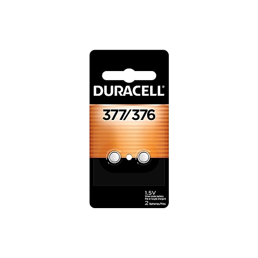 Duracell 377 Silver Oxide Battery, 2/Pack (DU377/376-2PK)