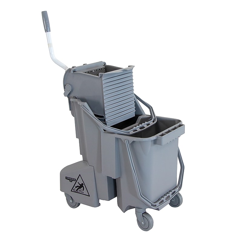 Unger SmartColor Dual Compartment Mop Bucket, 32 Quart, Gray (COMBG) image 1