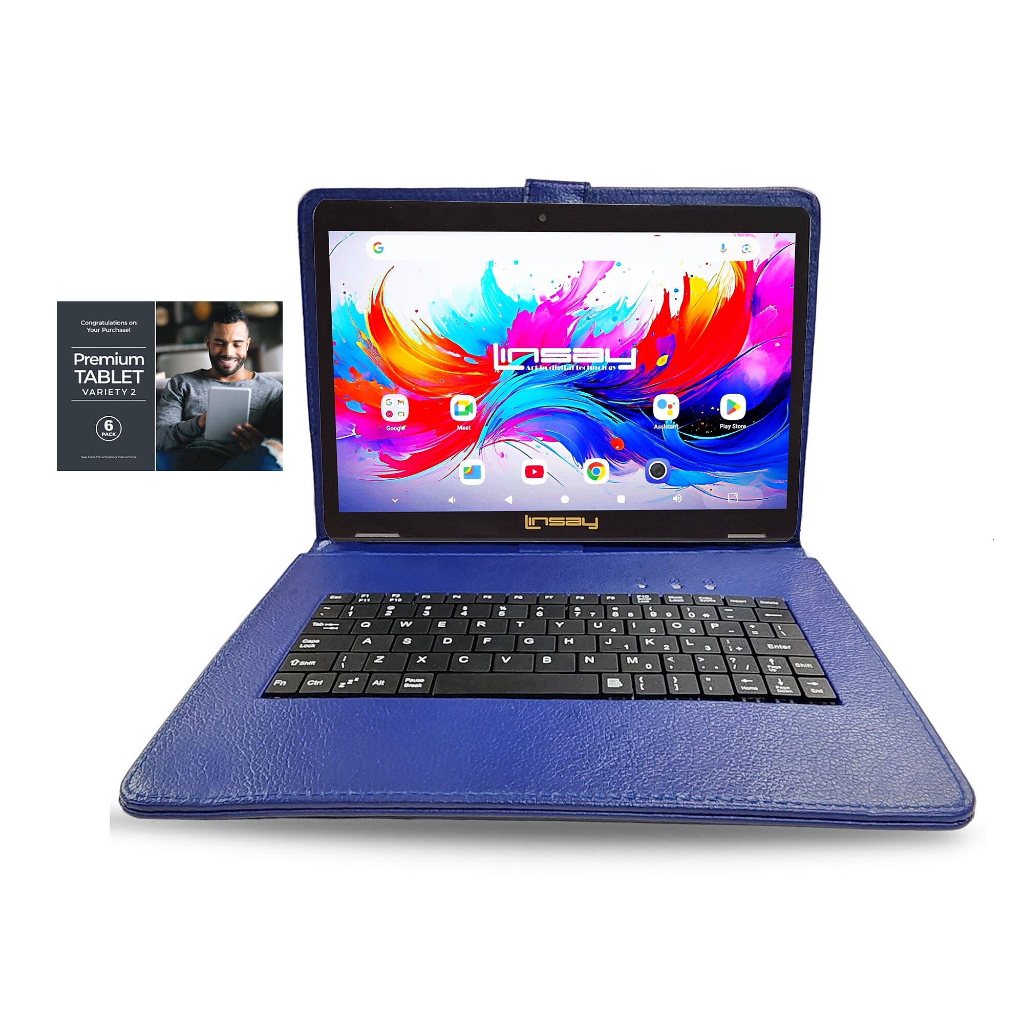 Linsay F10 Series 10.1″ Tablet, Wi-Fi, Octa Core, 256GB eMMC, Android 15, with Blue Keyboard Case (F10XIPSBLUESPLUS) Sansujyuku sansujyuku.com