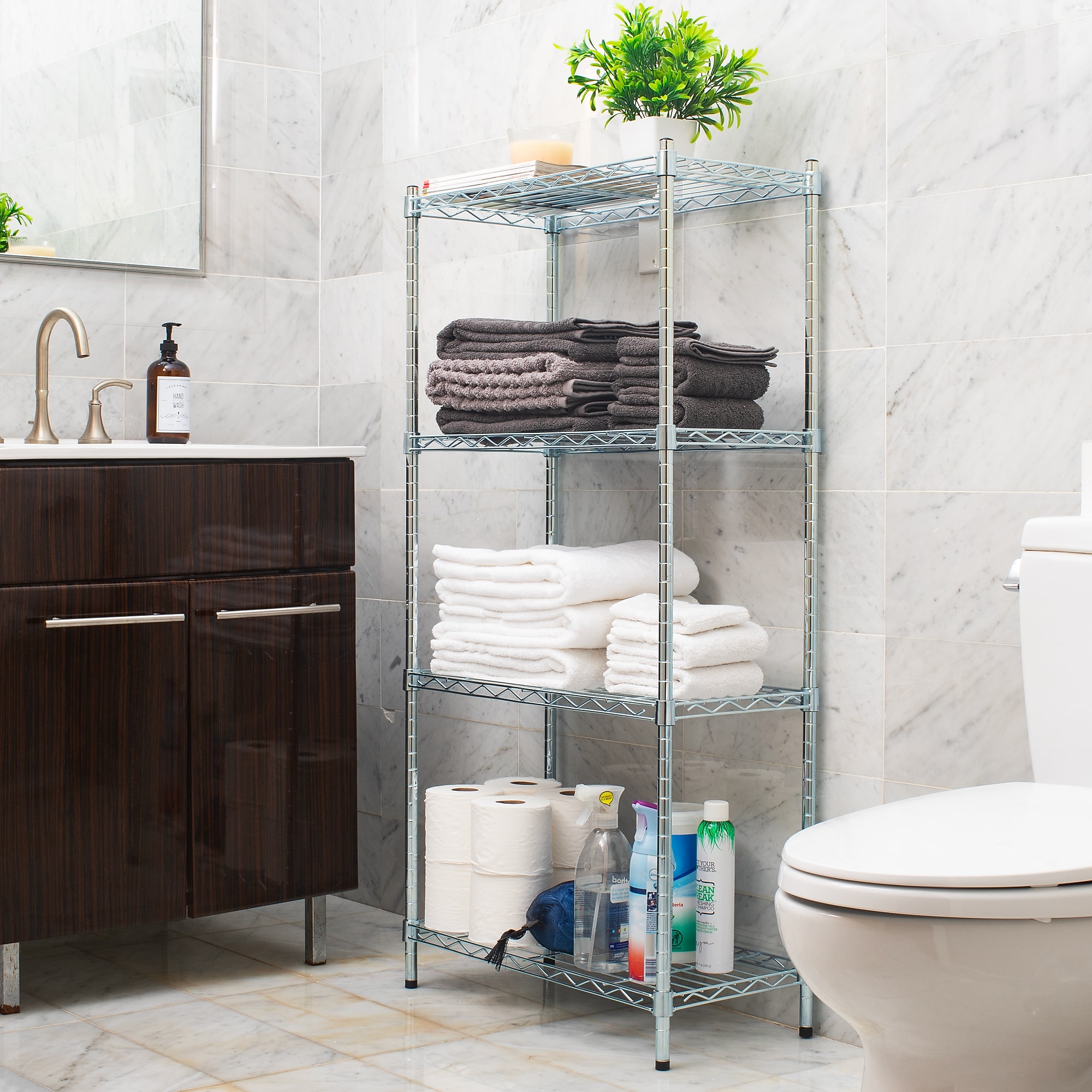Mind Reader 4 Shelf Metal Adjustable Shelving, 48″ x 11.75″ x 23.5″, Silver (4TSHELVU-SIL) Sansujyuku sansujyuku.com