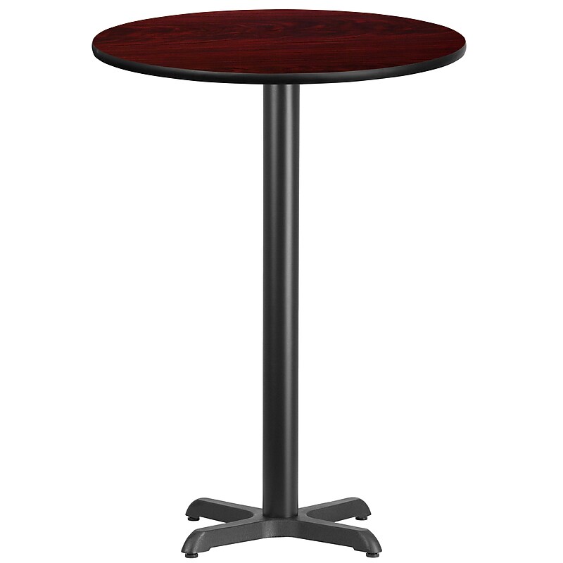 Flash Furniture 30'' Round Laminate Table Top with 22'' x 22'' Bar-Height Table Base, Mahogany (XURD30MAT2222B) image 1