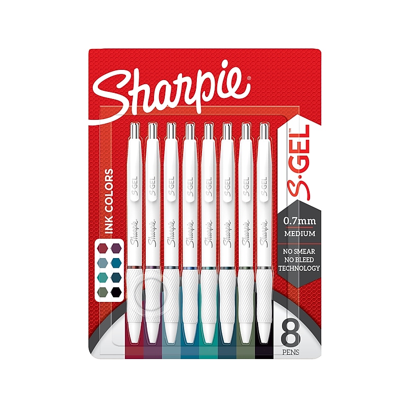 Sharpie S Gel Retractable Gel Pen, Medium Point, 0.7mm, Assorted Ink, 8/Pack (2208551) image 1