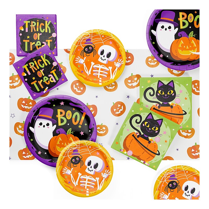 Say Hooray! Glowing Ghouls Tableware Kit, Multicolored, 49/Pack (DTC9402E2A) image 1