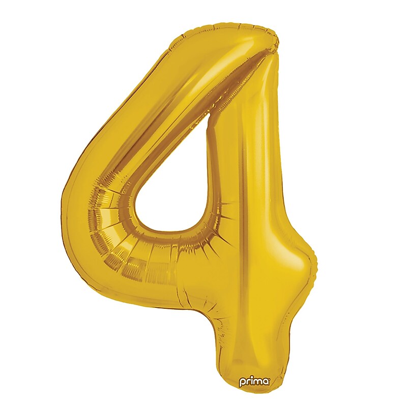 Party City (Air-Filled) 16" "#4" Foil Balloon, Gold, 2/Pack (AM60050202-19) image 1