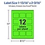 Avery Rectangle Multipurpose Labels, 1-13/16" x 2-3/16", Neon Green, 120/Pack (94233)~#|#~D24E37DD-AEE1-472D-8794FBBE70208B44_sc7