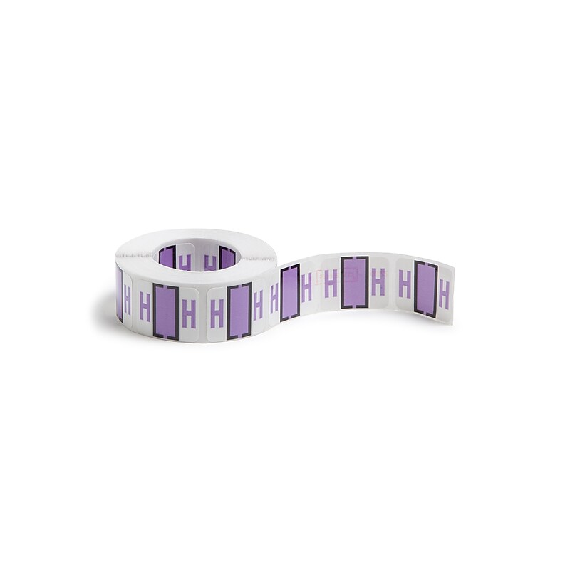 Smead BCCR Color Coded Alphabetic Labels, H, Lavender, 500/Roll (67078) image 1