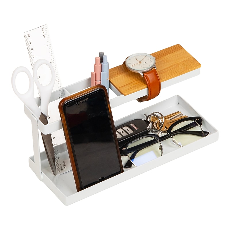 Mind Reader Metal Desk Organizer, White (CATCHTRAY-WHT) image 1