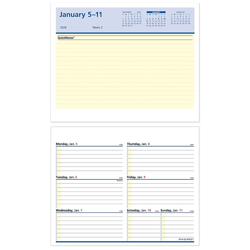 2026 AT-A-GLANCE QuickNotes Flip-A-Week 7" x 5.5" Weekly Desk Calendar Refill Pages (SW706-50-26) image 1