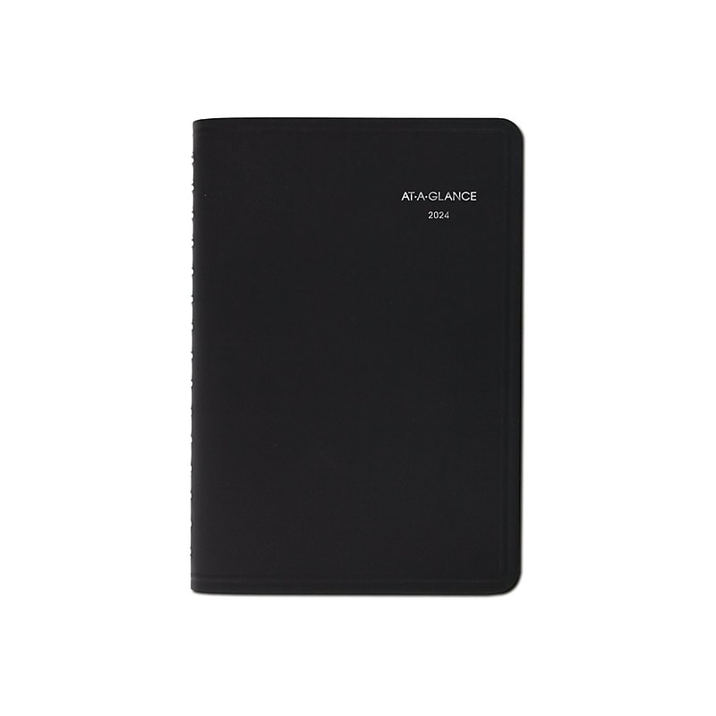 2024 AT-A-GLANCE QuickNotes 5" x 8" Daily & Monthly Appointment Book, Faux Leather Cover, Black (76-04-05-24) image 1