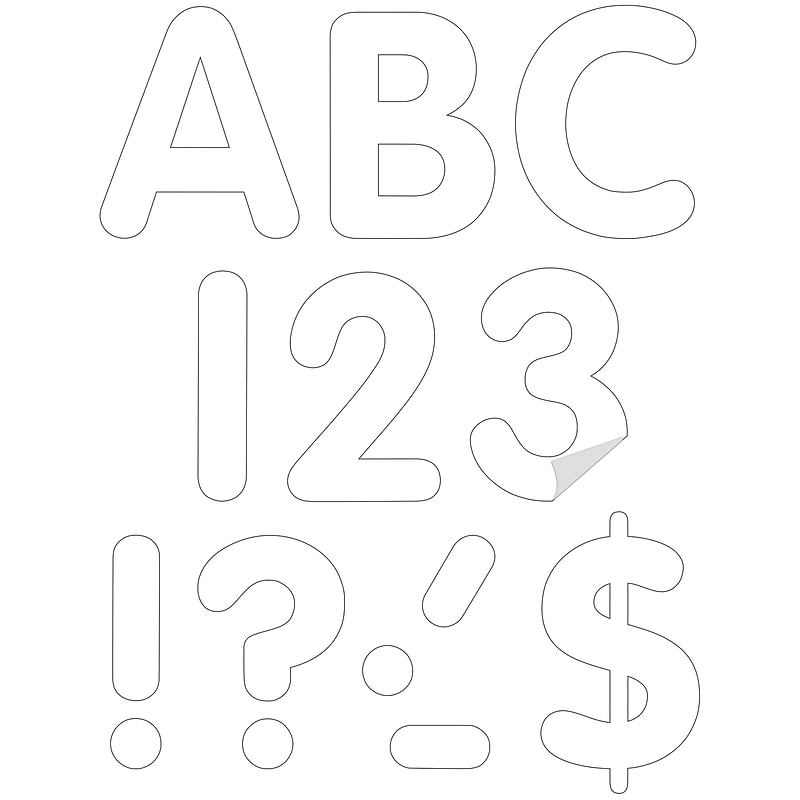 Teacher Created Resources 4" Self-Adhesive Letters and Numbers, White, 108/Pack (TCR9641) image 1
