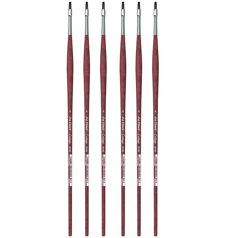da Vinci COLLEGE Oil and Acrylic Synthetic Bristle, Flat Brush, 6/Bundle (DVXVA87404-6) image 1
