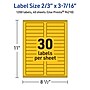 Avery Laser/Inkjet Rectangle Multipurpose Labels, 2/3" x 3-7/16", Bright Yellow, 1200/Pack (94210)~#|#~D2775E40-02D2-4DC1-8866D547B1B65157_sc7