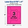 Avery Laser/Inkjet Sealing Labels, 5-7/8" x 4", Neon Magenta, 30 Labels/Pack (19479370808)~#|#~D279E7AF-B252-4E31-81BBC02A8ED0C4F5_sc7