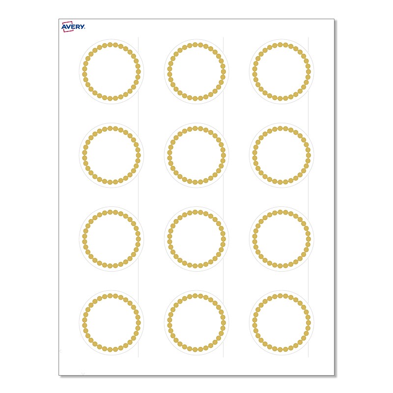 Avery Laser/Inkjet Circle Multipurpose Labels, 2" Dia., White, 120/Pack (S00D1J) image 1