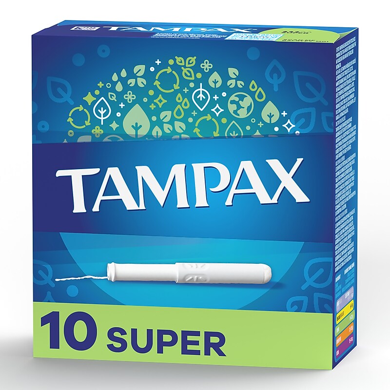 Tampax Cardboard Applicator Tampons, Super, Unscented, 10/Box (31409) image 1