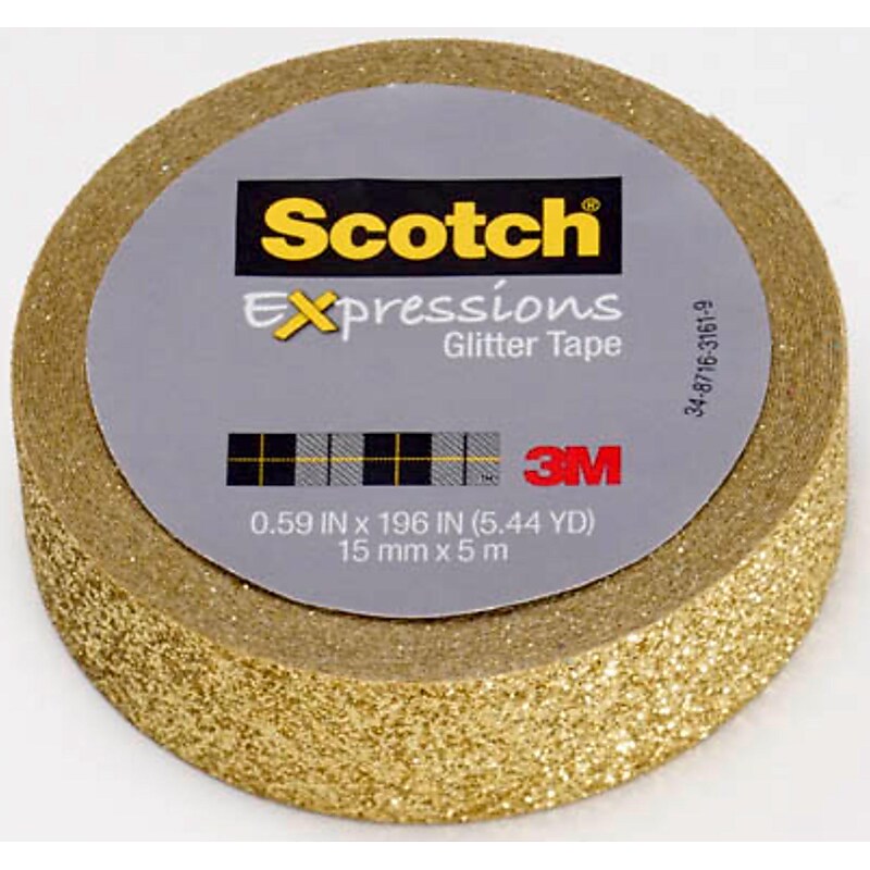 Scotch® Expressions Glitter, 0.59" x 5.44 yds., Gold Glitter (C514-GLD) image 1