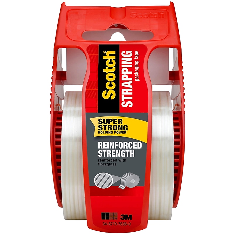 Scotch® Reinforced Strength Shipping Strapping Tape with Dispenser, 1.88" x 10 yds., Clear (50) image 1