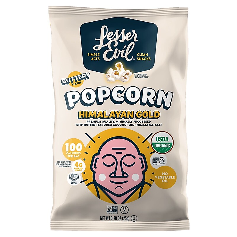 Lesser Evil Snack Organic Himalayan Gold Popcorn, 0.88 oz., 18 Bags/Carton (LSN00691) image 1