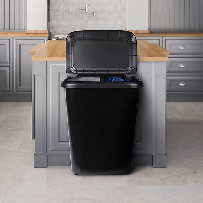Hefty Dual Function XL Trash Can, 20.4 Gallons, Black, 2/Pack