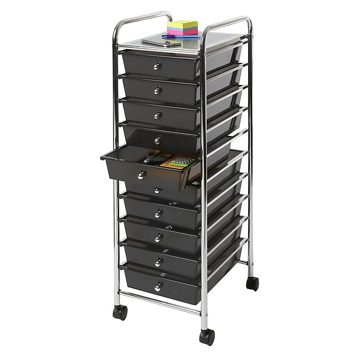 Seville Classics 10-Drawer Storage Cart, Black (SHE16218KB) | Staples