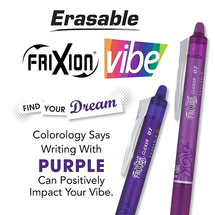 Pilot FriXion Clicker Vibe Erasable Gel Pen, Fine Point, 0.7mm