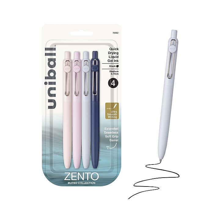 uni ZENTO ボールペン 4本セット uni-ball ZENTO Retractable Gel Pen, Medium Point, 0.7mm, Black Ink