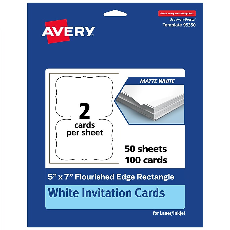 Avery Integrated Cards, 5" x 7", Matte White, 100/Box (95350) image 1